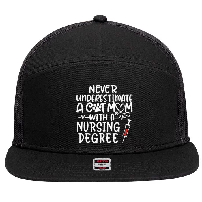 Nurse Cat Mom Nurse Life Cats And Nursing Gift 7 Panel Mesh Trucker Snapback Hat