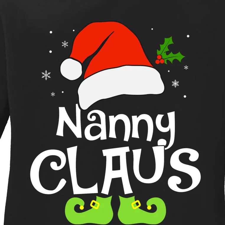 Nanny Claus Matching Family Christmas 2022 Costume Santa Ladies Long Sleeve Shirt