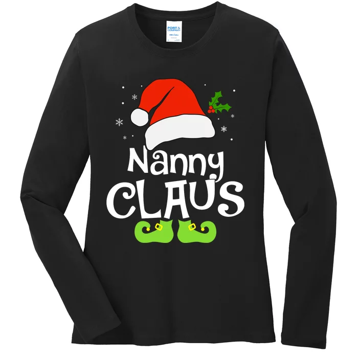 Nanny Claus Matching Family Christmas 2022 Costume Santa Ladies Long Sleeve Shirt