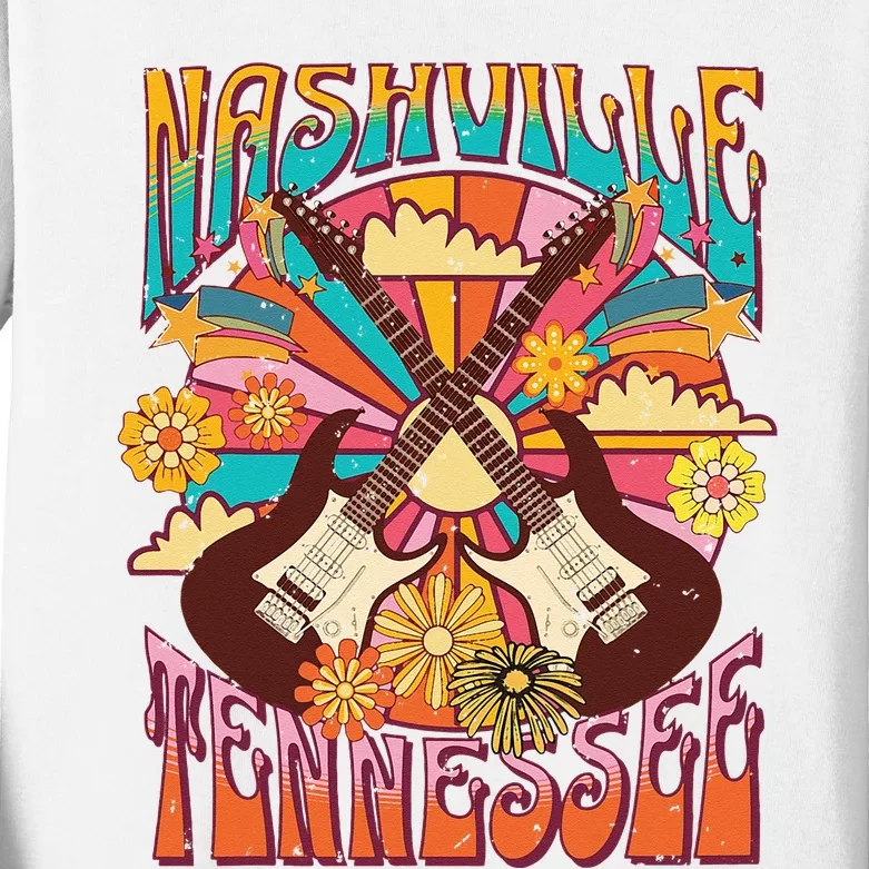 Nashville Country Music City Girls Trip Retro Nash Bash Bach Kids Long Sleeve Shirt