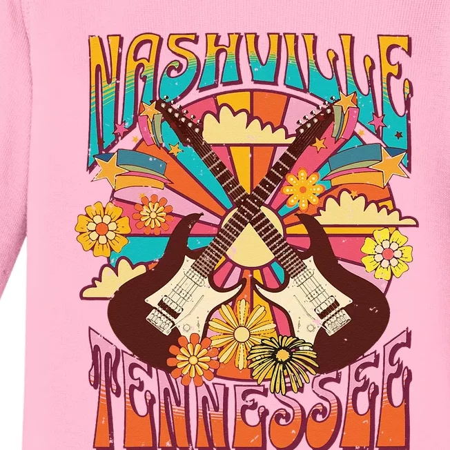 Nashville Country Music City Trip Retro Nash Bash Bach Baby Long Sleeve Bodysuit