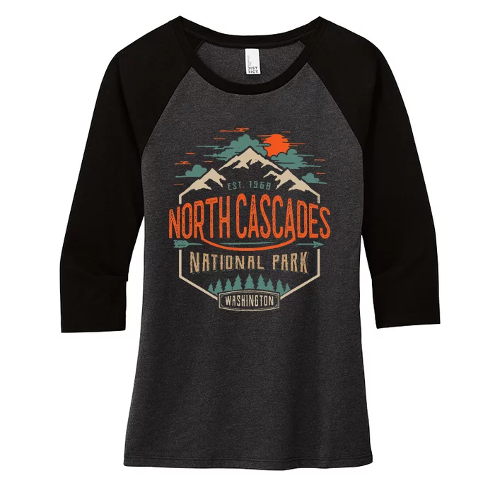 North Cascades National Park Vintage Look Women's Tri-Blend 3/4-Sleeve Raglan Shirt