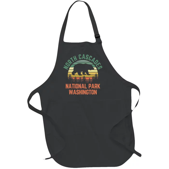 North Cascades National Park Washington Bear Hiking Retro Full-Length Apron With Pocket