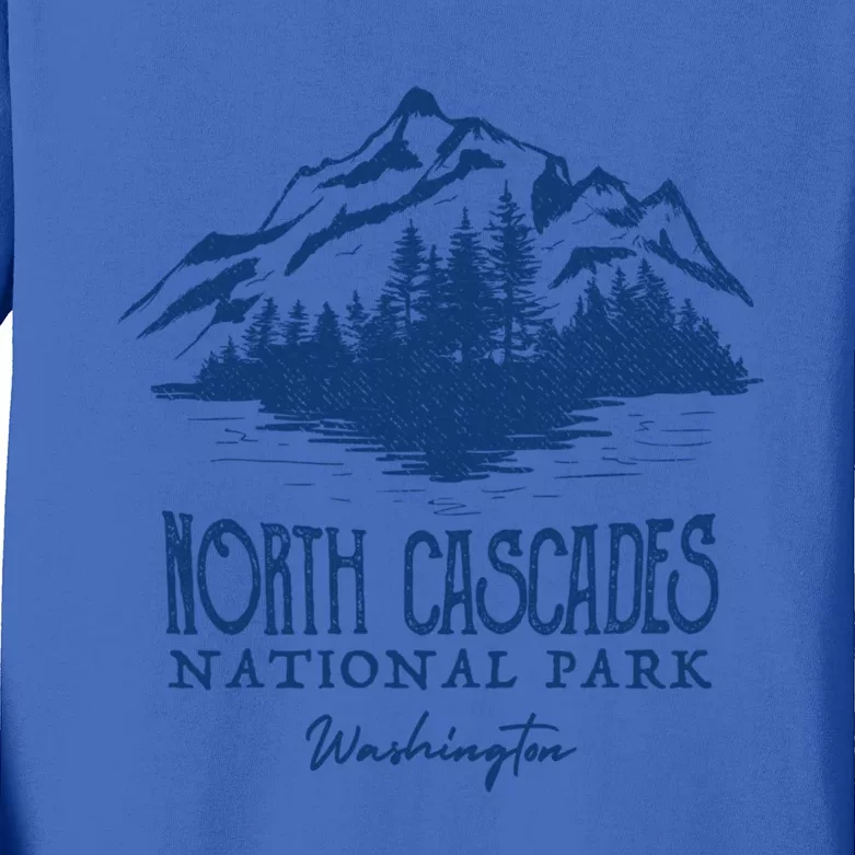 North Cascades National Park Mountain Design Gift Kids Long Sleeve Shirt