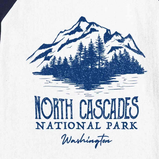 North Cascades National Park Mountain Design Gift Baseball Sleeve Shirt