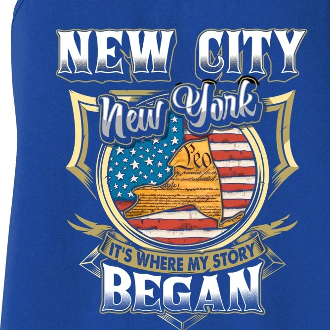 New City New York Usa Flag 4th Of July Gift Women's Racerback Tank