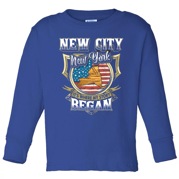 New City New York Usa Flag 4th Of July Gift Toddler Long Sleeve Shirt