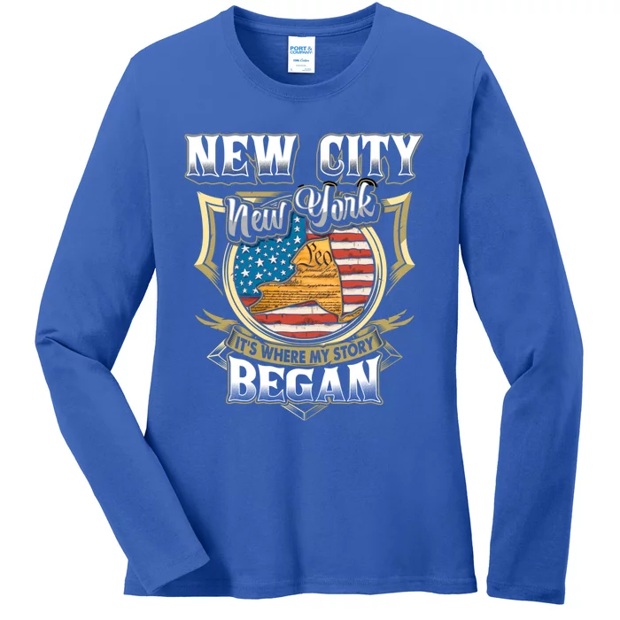 New City New York Usa Flag 4th Of July Gift Ladies Long Sleeve Shirt