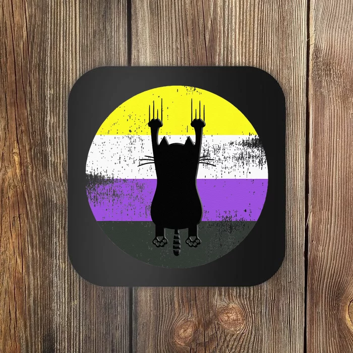 Nonbinary Cat Nonbinary Pride Flag Coaster