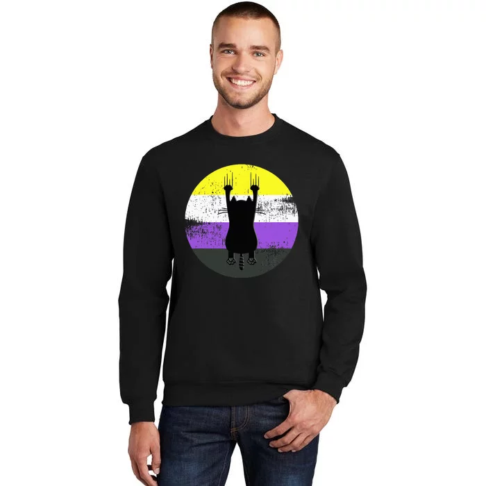 Nonbinary Cat Nonbinary Pride Flag Tall Sweatshirt