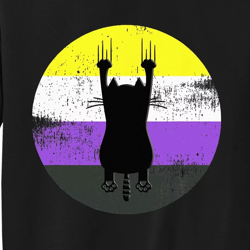 Nonbinary Cat Nonbinary Pride Flag Tall Sweatshirt