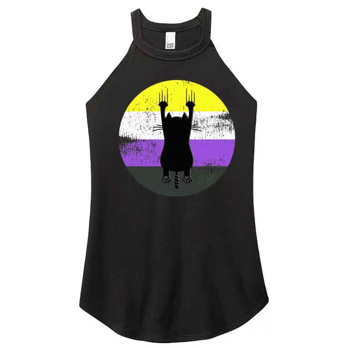 Nonbinary Cat Nonbinary Pride Flag Women’s Perfect Tri Rocker Tank