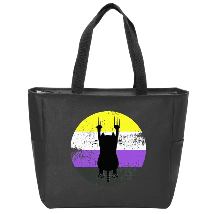 Nonbinary Cat Nonbinary Pride Flag Zip Tote Bag