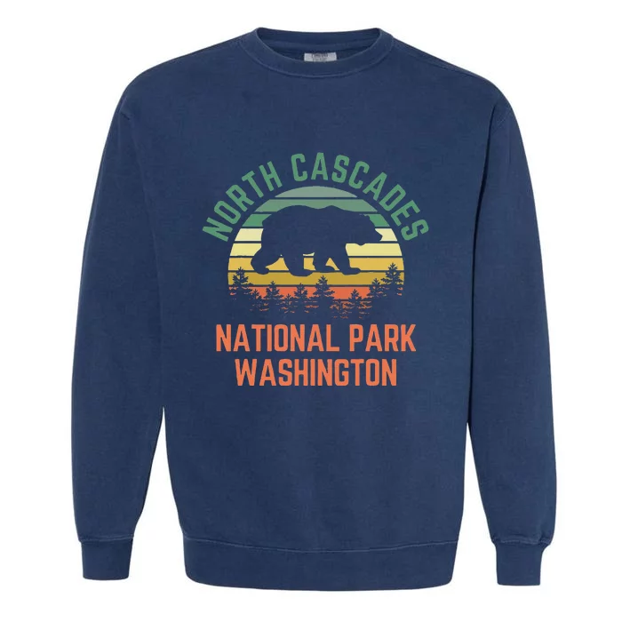 North Cascades National Park Washington Bear Hiking Retro Garment-Dyed Sweatshirt