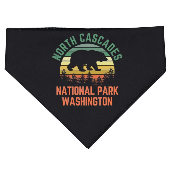 North Cascades National Park Washington Bear Hiking Retro USA-Made Doggie Bandana