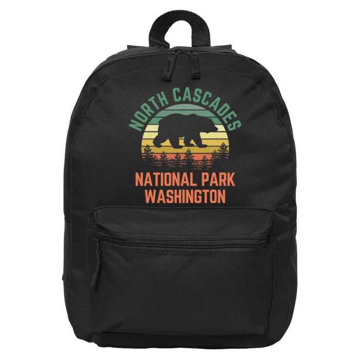 North Cascades National Park Washington Bear Hiking Retro 16 in Basic Backpack