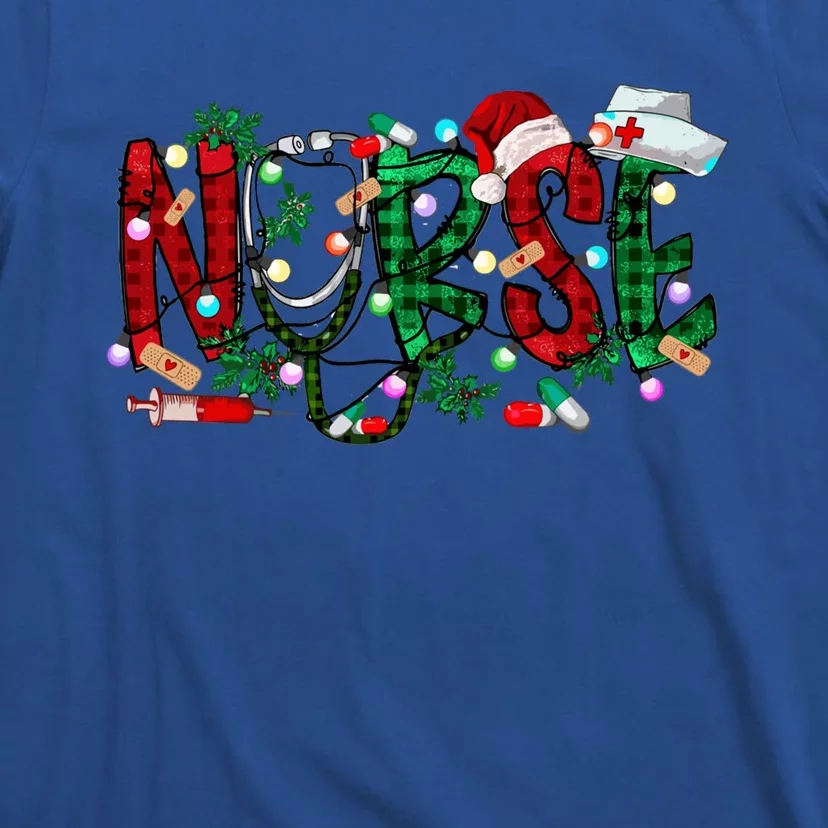 Nurse Christmas Nursing Stethoscope Xmas Scrub Top Gift T-Shirt