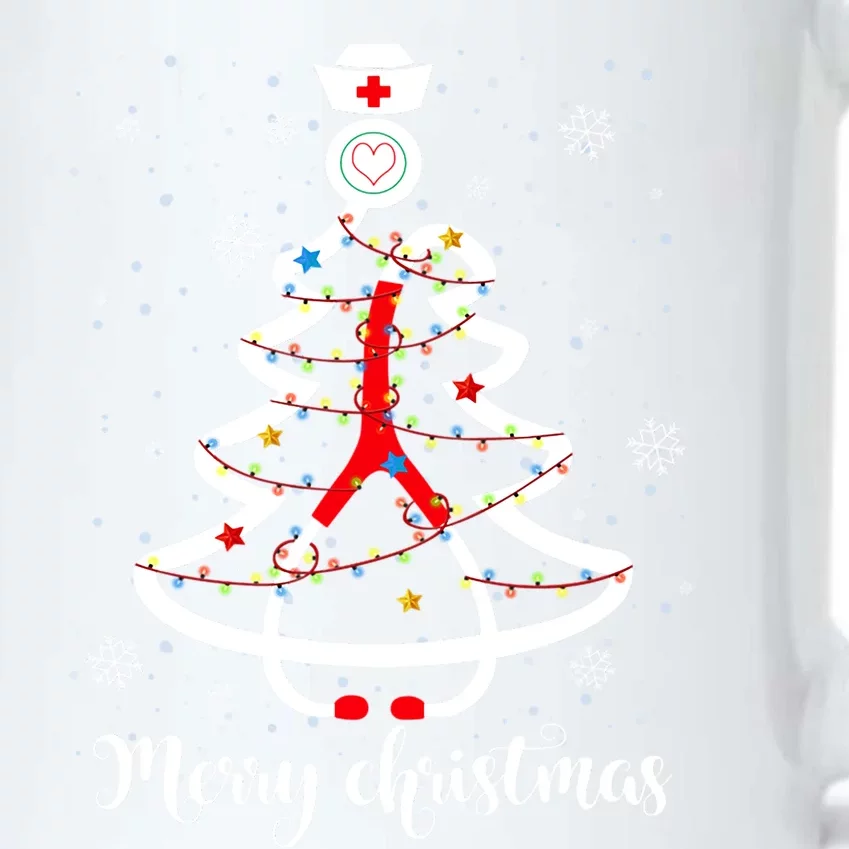 Nurses Christmas Nursing Stethoscope Christmas Light Tree Gift Black Color Changing Mug