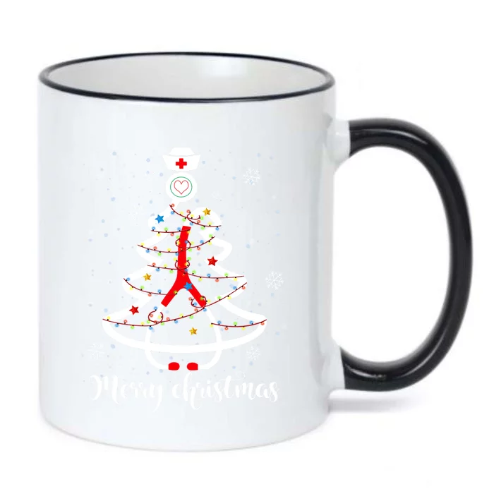 Nurses Christmas Nursing Stethoscope Christmas Light Tree Gift Black Color Changing Mug