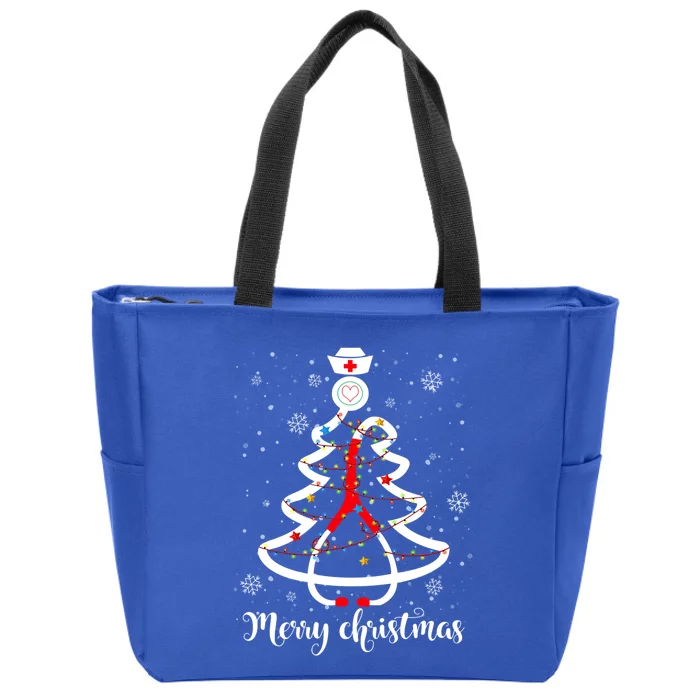 Nurses Christmas Nursing Stethoscope Christmas Light Tree Gift Zip Tote Bag