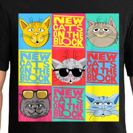 New Cats On He Block Funny Pop Culture Cat Hemed Party Pajama Set