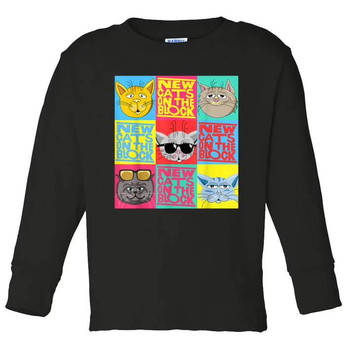 New Cats On He Block Funny Pop Culture Cat Hemed Party Toddler Long Sleeve Shirt