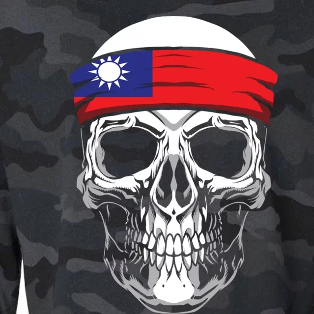 Nationality Country Origin Meaningful Gift Skull Flag Taiwan Funny Gift Cropped Pullover Crew