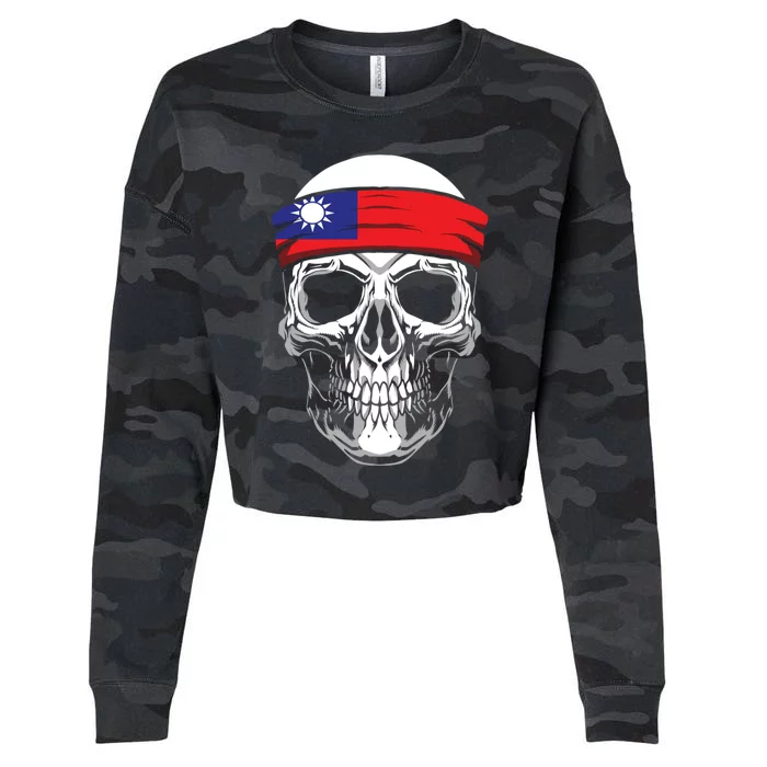 Nationality Country Origin Meaningful Gift Skull Flag Taiwan Funny Gift Cropped Pullover Crew