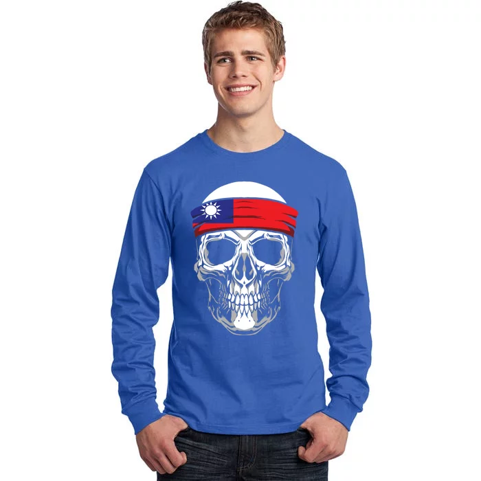 Nationality Country Origin Meaningful Gift Skull Flag Taiwan Funny Gift Tall Long Sleeve T-Shirt