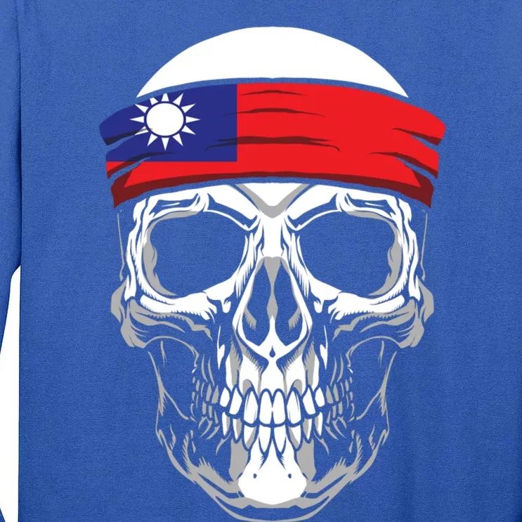 Nationality Country Origin Meaningful Gift Skull Flag Taiwan Funny Gift Tall Long Sleeve T-Shirt