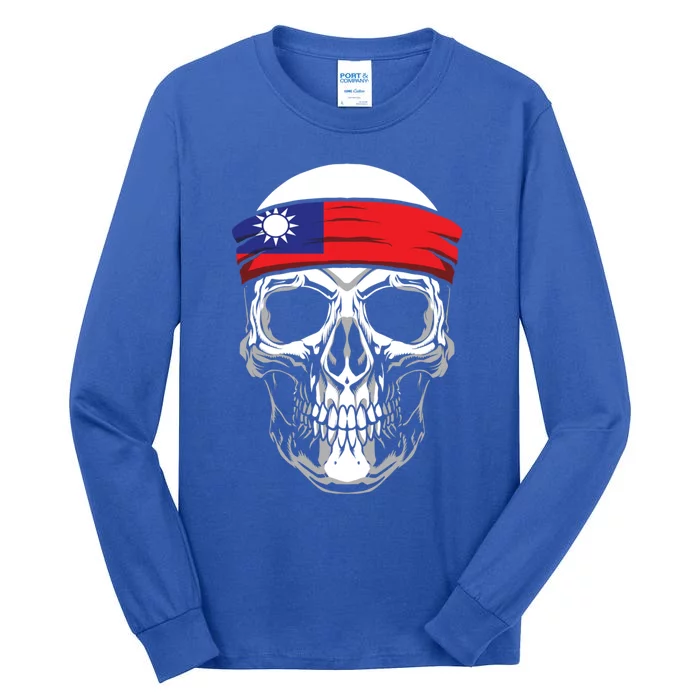 Nationality Country Origin Meaningful Gift Skull Flag Taiwan Funny Gift Tall Long Sleeve T-Shirt