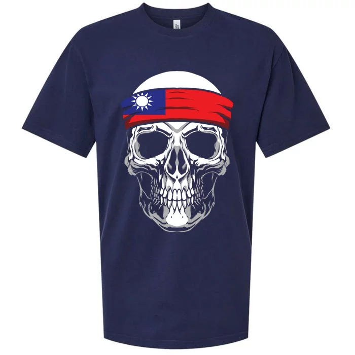 Nationality Country Origin Meaningful Gift Skull Flag Taiwan Funny Gift Sueded Cloud Jersey T-Shirt