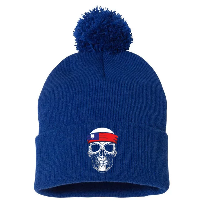 Nationality Country Origin Meaningful Gift Skull Flag Taiwan Funny Gift Pom Pom 12in Knit Beanie