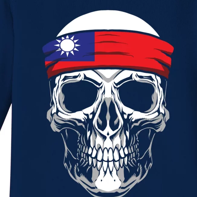 Nationality Country Origin Meaningful Gift Skull Flag Taiwan Funny Gift Baby Long Sleeve Bodysuit