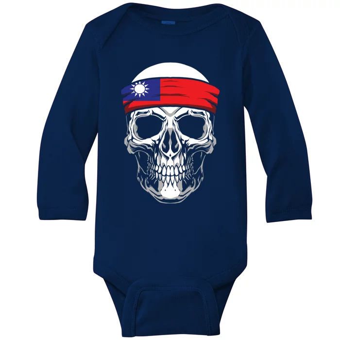 Nationality Country Origin Meaningful Gift Skull Flag Taiwan Funny Gift Baby Long Sleeve Bodysuit