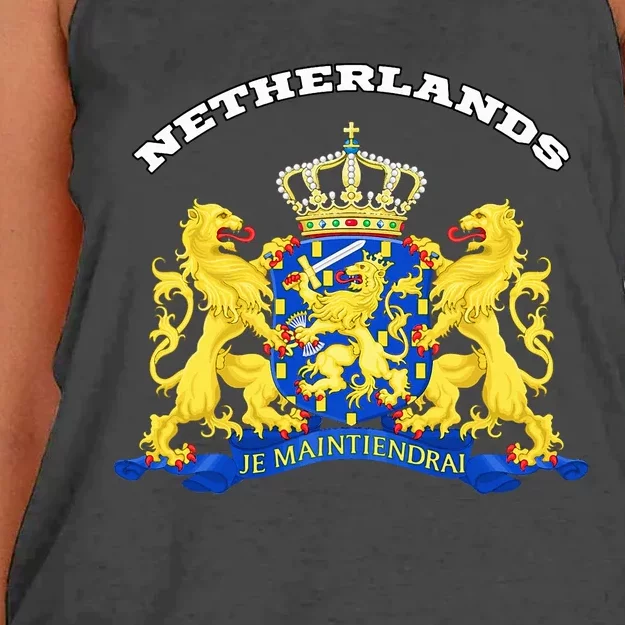 Netherlands Coat Of Arms Flag Souvenir Amsterdam Women's Knotted Racerback Tank