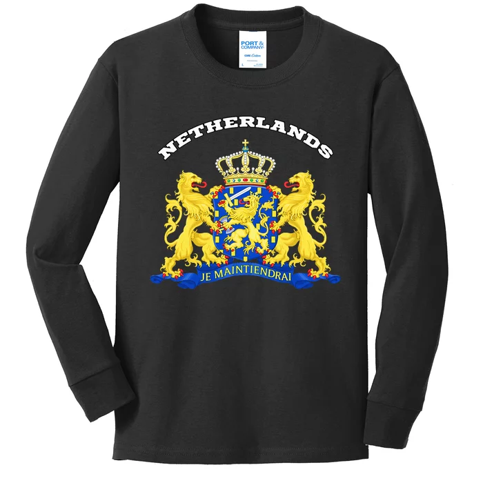 Netherlands Coat Of Arms Flag Souvenir Amsterdam Kids Long Sleeve Shirt