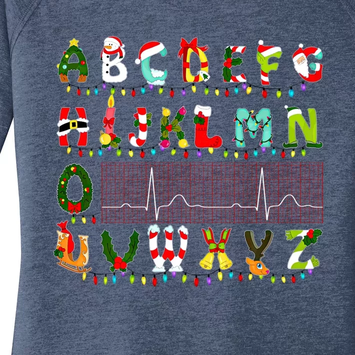 Nurse Cardiology Pqrst Alphabet Sinus Rhythm Christmas Gift Women's Perfect Tri Tunic Long Sleeve Shirt