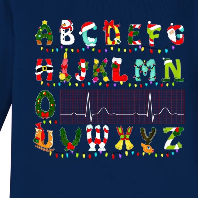 Nurse Cardiology Pqrst Alphabet Sinus Rhythm Christmas Gift Baby Long Sleeve Bodysuit