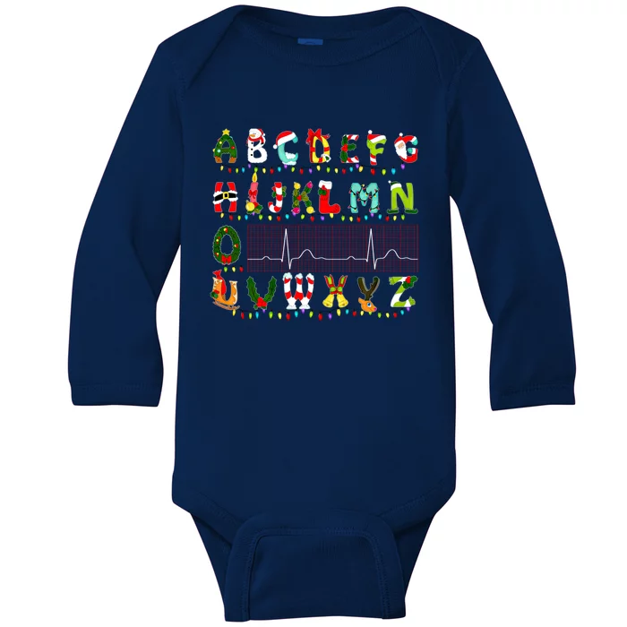 Nurse Cardiology Pqrst Alphabet Sinus Rhythm Christmas Gift Baby Long Sleeve Bodysuit