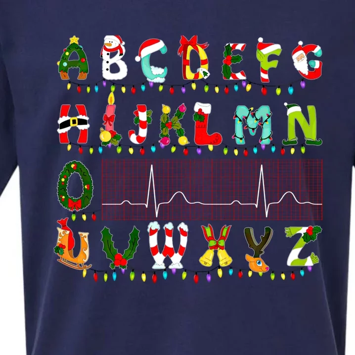 Nurse Cardiology Pqrst Alphabet Sinus Rhythm Christmas Gift Sueded Cloud Jersey T-Shirt