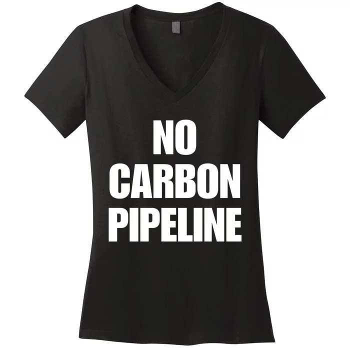 No Carbon Pipeline Women's V-Neck T-Shirt