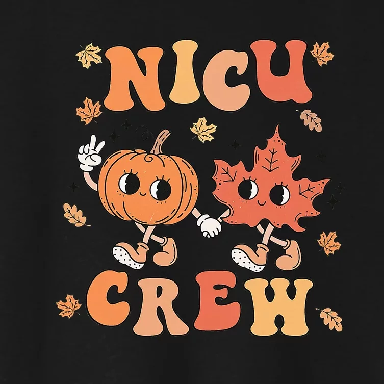 Nicu Crew Pumpkin Leaf Fall Nicu Nurse Halloween Women's Crop Top Tee