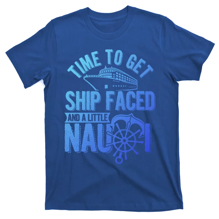 Nautical Cruise Puns Summer Vacation Ship Face And Nauti Gift T-Shirt