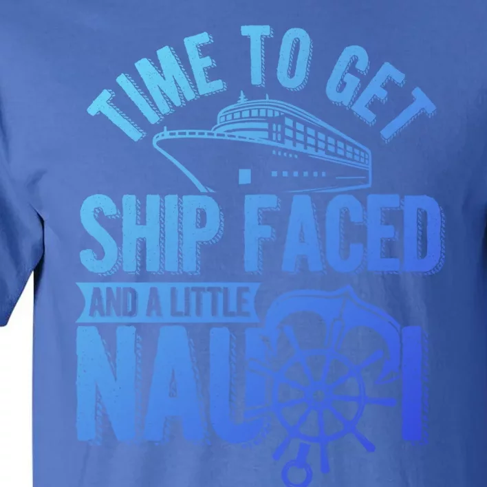 Nautical Cruise Puns Summer Vacation Ship Face And Nauti Gift Tall T-Shirt