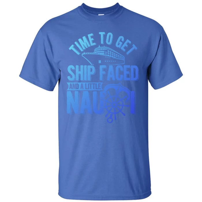 Nautical Cruise Puns Summer Vacation Ship Face And Nauti Gift Tall T-Shirt