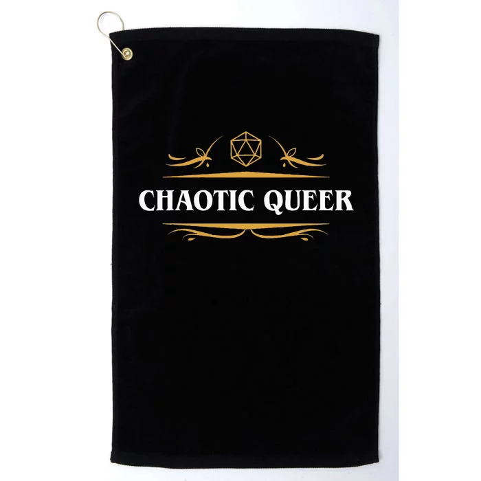 Nerdy Chaotic Queer Lgbt Pride Polyhedral D20 Dice Platinum Collection Golf Towel