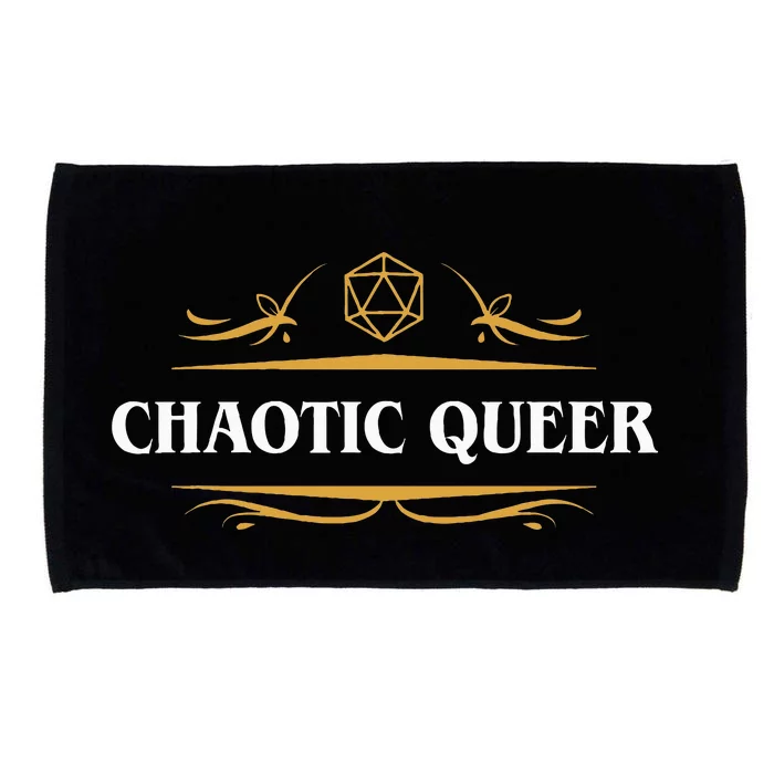 Nerdy Chaotic Queer Lgbt Pride Polyhedral D20 Dice Microfiber Hand Towel