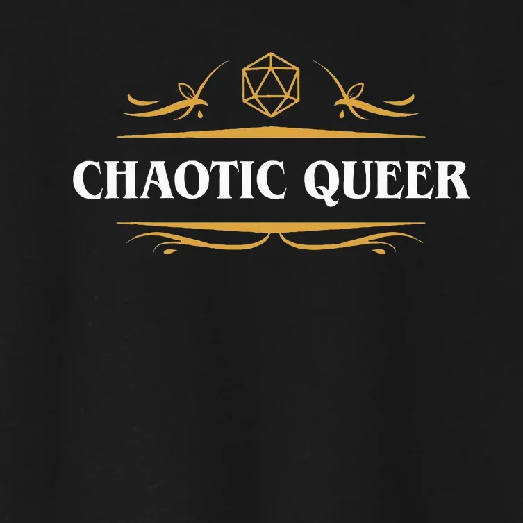 Nerdy Chaotic Queer Lgbt Pride Polyhedral D20 Dice Women's Crop Top Tee