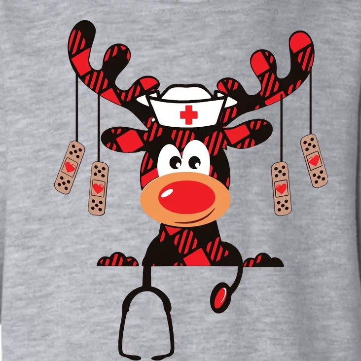 Nurse Christmas Reindeer Nurse Plaid Nicu Rn Lpn Scrub Top Toddler Hoodie